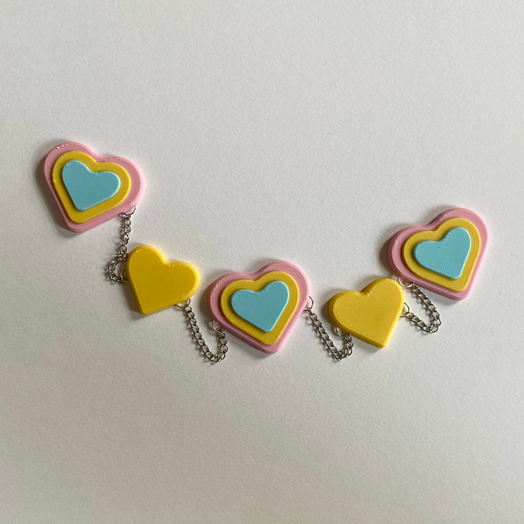 Set of ceramic heart magnets in metal tin- rainbow hearts- Pride flag- gay  love valentine hearts