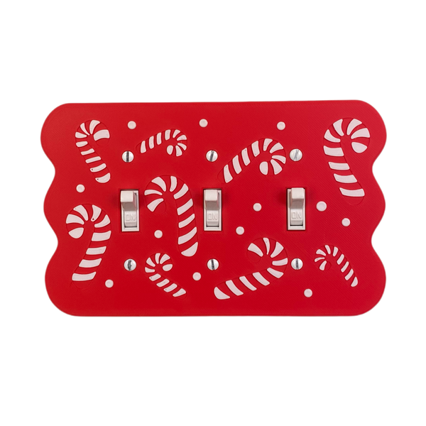 Candy Cane Light Switch Cover (Triple)